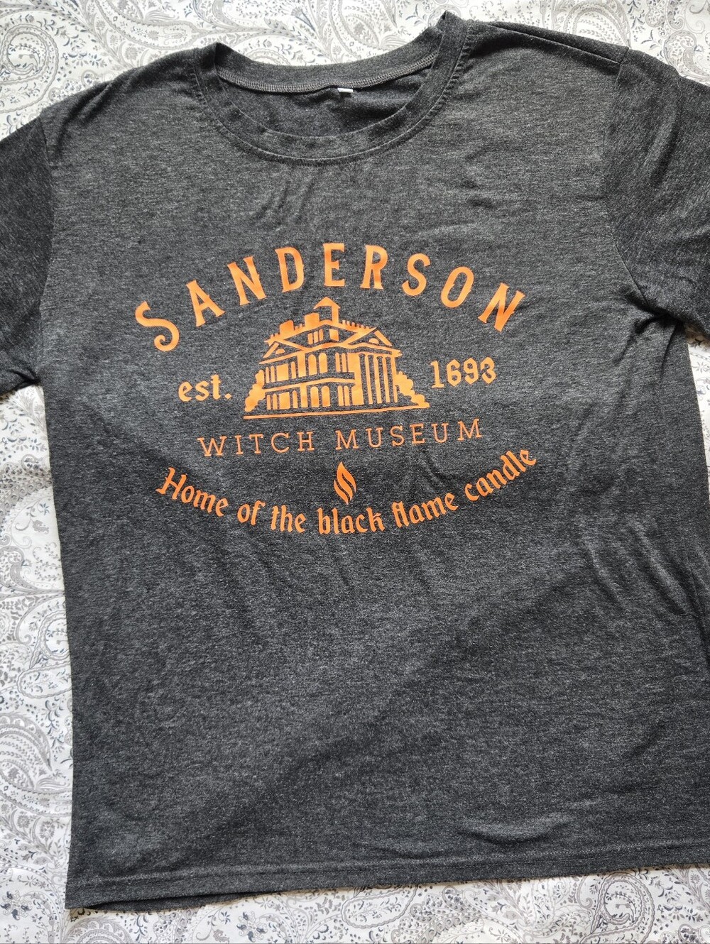 Sanderson Witch Museum Graphic Tee - Charcoal with Orange Print